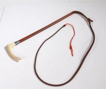 George VI silver mounted riding crop, London 1945, maker Swaine & Adeney, the antler handle above