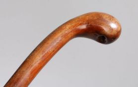 19th Century novelty walking stick, the substantial handle with enclosed bird call above a