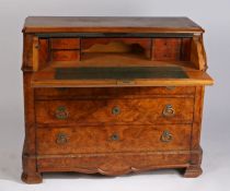 Victorian walnut secretaire chest of drawers, the rectangular top above a shaped drawer containing a