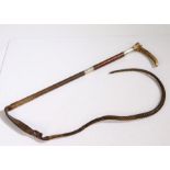 Swaine and Adeney riding crop, London 1910, the antler handle above a silver collar engraved "J.J.B.