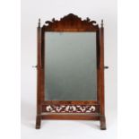 Victorian mahogany dressing table mirror, ,the scroll carved pediment above a rectangular mirror