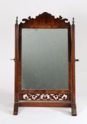 Victorian mahogany dressing table mirror, ,the scroll carved pediment above a rectangular mirror