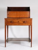 Victorian mahogany and satinwood writing desk, with three quarter upstand above a sliding tambour