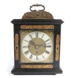 A Charles II ebonised table clock case, housing a later William Page of London movement and dial,