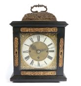 A Charles II ebonised table clock case, housing a later William Page of London movement and dial,