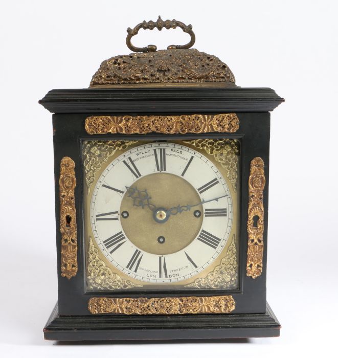 A Charles II ebonised table clock case, housing a later William Page of London movement and dial, - Image 2 of 3