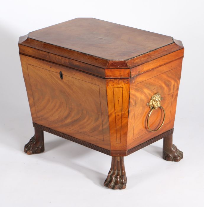 A good George III mahogany cellarette/wine cooler, the sarcophagus shaped body with a hinged lid - Image 2 of 2