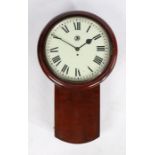 Late 19th Century / early 20th Century 8 day mahogany wall clock, , the mahogany drop case with