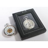 Heritage Collection open face pocket watch, the white dial with Roman numerals and visible
