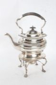 Edward VII silver tea kettle, burner and stand, Chester 1907, maker George Nathan & Ridley Hayes,