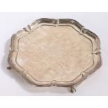 George V silver card tray, Sheffield 1934, maker Atkin Brothers, the central field with presentation
