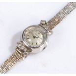 Omega 18 carat white gold ladies cocktail watch, the signed white dial with baton markers, manual