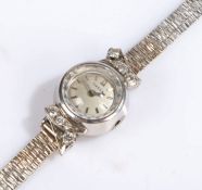 Omega 18 carat white gold ladies cocktail watch, the signed white dial with baton markers, manual