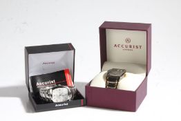 Accurist gentleman's stainless steel wristwatch, the signed silver dial with Arabic and baton