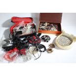 Collection of costume jewellery to include a silver pendant and chain together with necklaces etc (