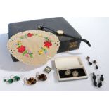 A selection of costume jewellery earrings and a Longines ladies wristwatch. CLIENT WILL COLLECT,
