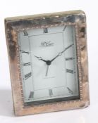 Elizabeth II silver mantel clock, Sheffield 1993, maker Harrods Ltd. with beaded border, the white