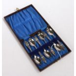 Set of six George V silver teaspoons, Sheffield 1930, maker C.W. Fletcher & Son Ltd. the pierced