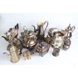 Silver plated ware, to include tea and coffee pots, egg cruets, rose bowl, goblets etc. (qty)