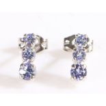 A pair of 10 carat white gold earrings set with zircon. Length 8.34mm. Stamped MEXICO. Weighing 0.58