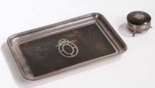 George V silver and tortoiseshell dressing table tray, Birmingham 1919, maker Levi & Salaman, the
