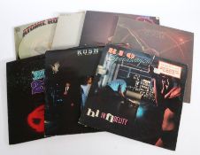 7 x Rock LPs. Artists to include Atomic Rooster, Rush (2), Sensational Alex Harvey Band, Rick