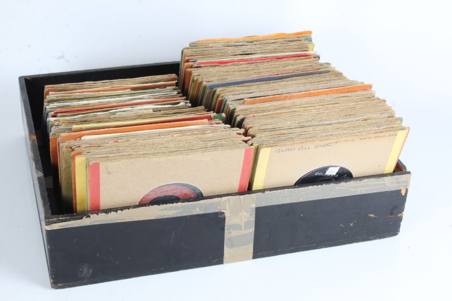 Collection of approx. 195 Pop and Rock 7" singles with a black carrying case