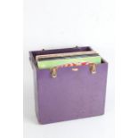 Purple Vinyl carrying case containing approx. 20 mixed LPs.