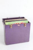 Purple Vinyl carrying case containing approx. 20 mixed LPs.