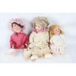 Three Armand Marseille bisque headed dolls, all with outfits, two stamped 995, and one 996, the