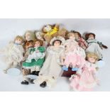 Quantity of collector's dolls. to include Alberon and Franklin Heirloom, and small soft toys, housed