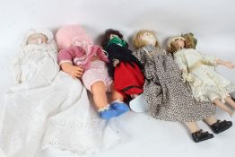 Quantity of collectors dolls, various makers, a Chinese blue and white example, a box of dolls