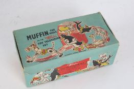 E.V.B. Plastics Ltd. "Muffin The Mule Beeju Toy Television Set", including four film strips, handle,