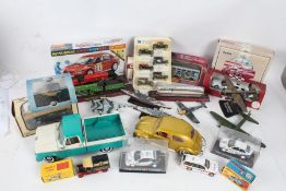 Collection of diecast model cars, boats, trains and planes, to include an as new Hornby Mitsubishi