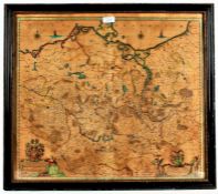 Olao Johannis Gotho, 19th century coloured map of Germany, housed in an ebonised and gilt glazed