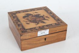 19th Century Tunbridge ware box, the lid with foliate decoration, 15cm wide