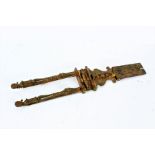 17th century Continental gilt iron lock hasp, 33cm long