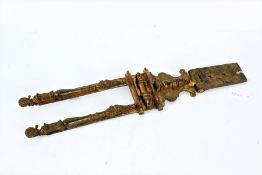 17th century Continental gilt iron lock hasp, 33cm long