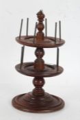 19th Century turned revolving cotton reel stand, the two central rotating discs each with six