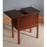 1920's/30's mahogany sewing table, with sliding top and compartmentalised interior, 50cm wide,