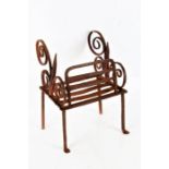 George III wrought iron nursery grate, with scroll sides, 22cm wide, 34cm tall