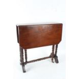 Victorian mahogany drop leaf Sutherland table with a rectangular top above turned legs and
