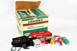 A Hanimex La Ronde Slide Projector together with camera accessories to include Kodak, Eumig, Atlas