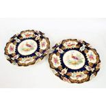 Pair of Booths style 'Chelsea Bird' serving plates, centred with a bird and surrounded with floral
