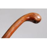19th Century novelty walking stick, the substantial handle with enclosed bird call above a