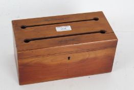 Victorian correspondence letter box, the hinged lid with two slots labelled unanswered and answered,