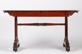 Victorian mahogany library table by Kirby, 545 New Oxford Street, the plateau top above a frieze