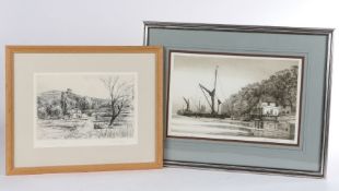 After Aiden Kirkpatrick (b.1932) Pin Mill at High Water, pencil signed limited edition etching, 29/