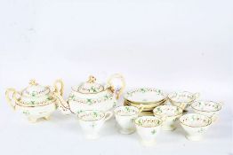 Collection of Victorian porcelain tea ware, comprising teapot, sugar bowl and cups and saucers (
