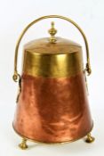 Late 18th/early 19th century Dutch copper and brass doofpot, with brass lid and tapering cylindrical